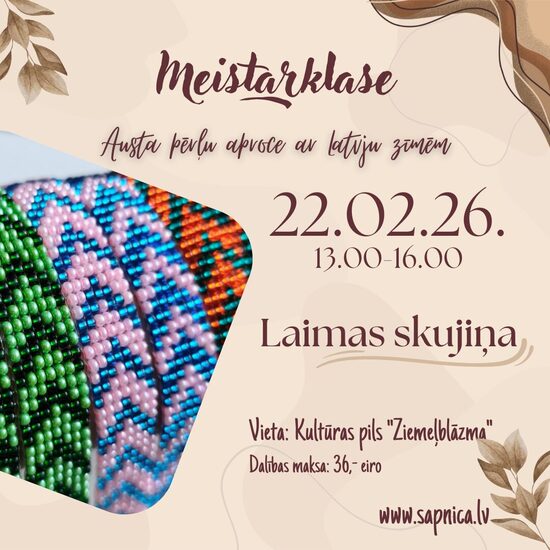 Austa pērļu aproce ar Latvju zīmēm - 22.02.2026.